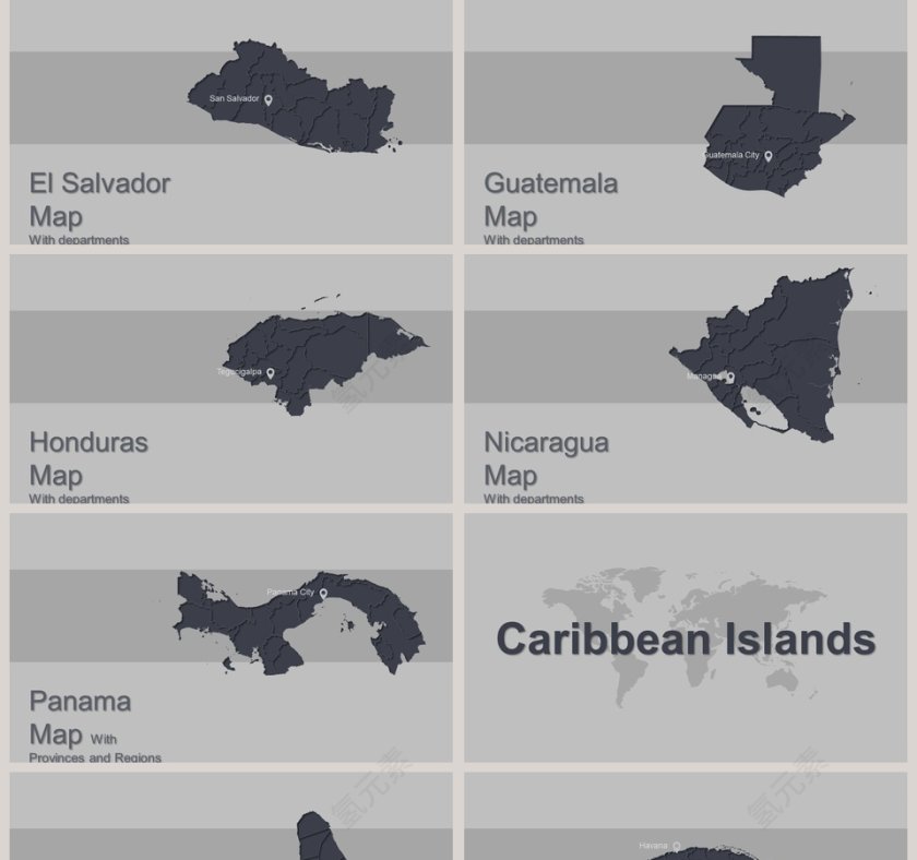 世界中国地图PPT模板第5张