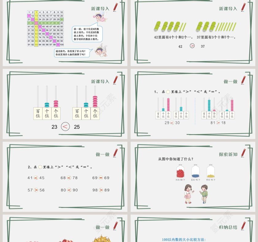 人教版小学数学一年级数学数的顺序比较大小PPT课件第2张