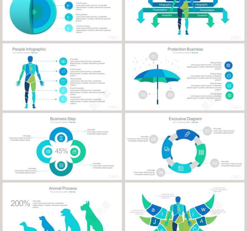 多彩创意可视化图表集PPT模板第3张