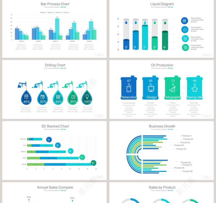 多彩创意可视化图表集PPT模板第5张