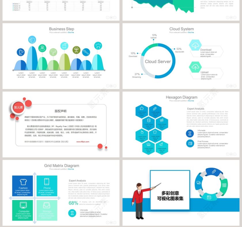 多彩创意可视化图表集PPT模板第7张