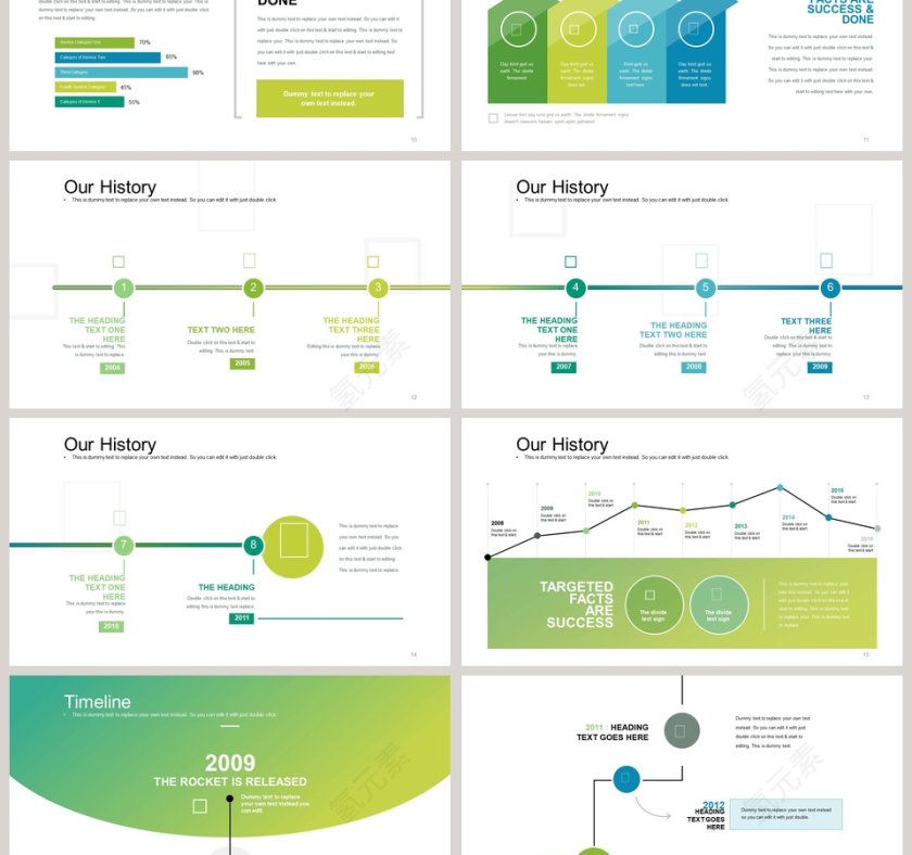 时间线信息可视化图表集PPT模板第3张