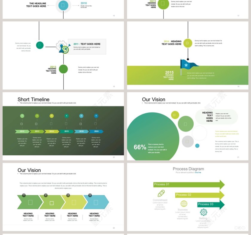 时间线信息可视化图表集PPT模板第4张