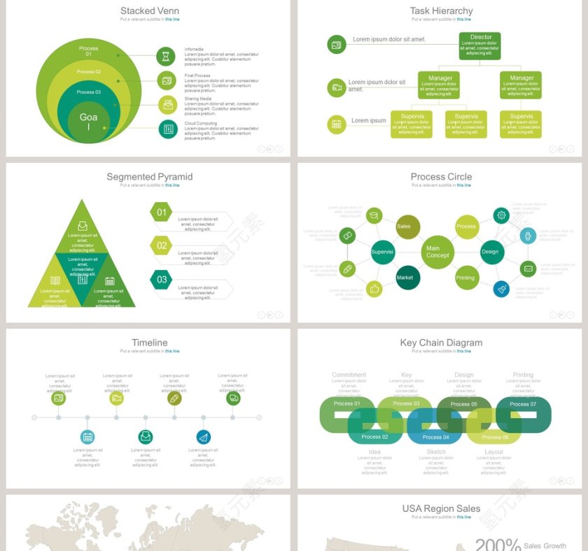 时间线信息可视化图表集PPT模板第5张