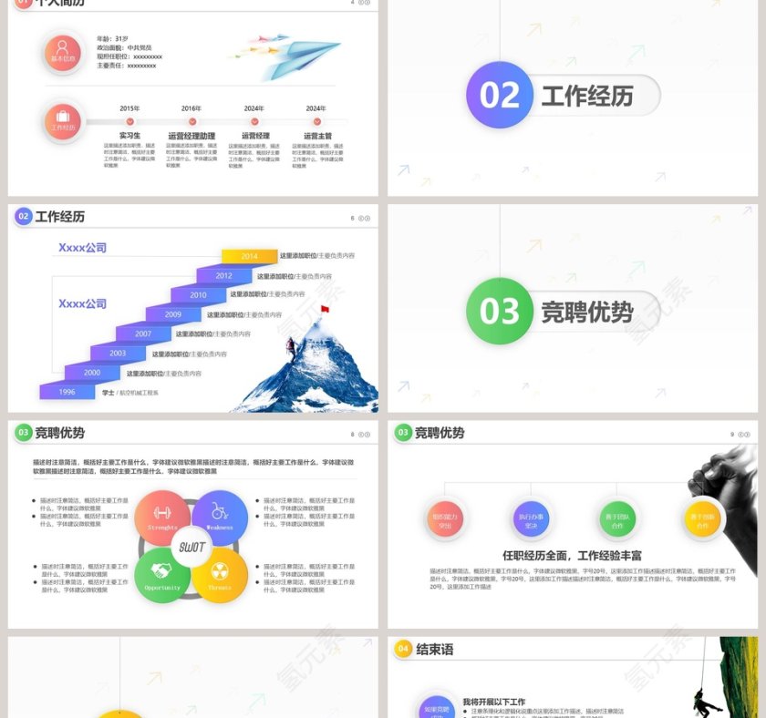 浅色清新简约岗位竞聘PPT模板第2张