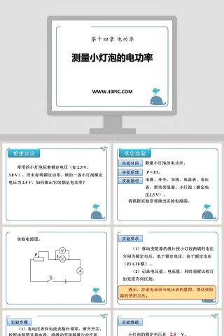 测量小灯泡的电功率-第十四章 电功率教学ppt课件