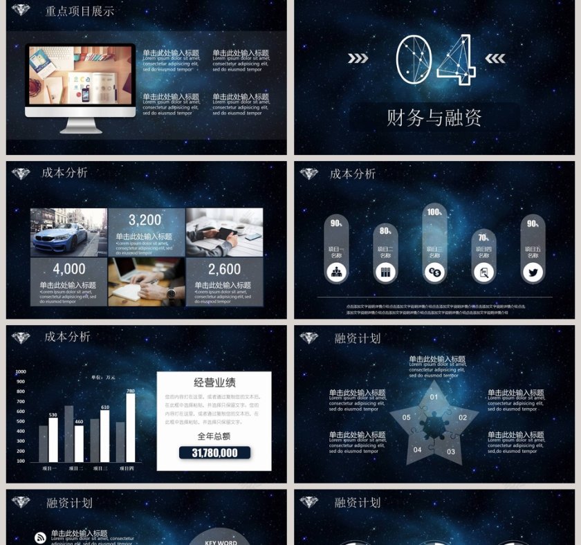 黑色商务商业融资创业计划书PPT模板第5张