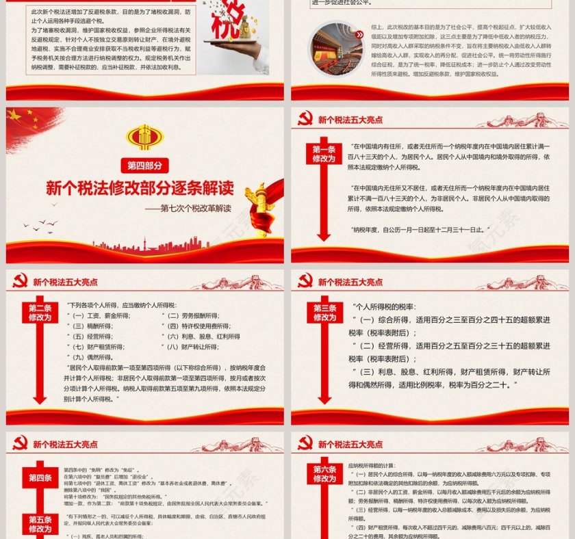 红色大气个税改革解读PPT第6张
