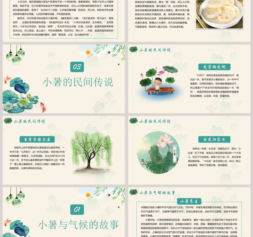 简约清新二十四节气小暑ppt模板第3张