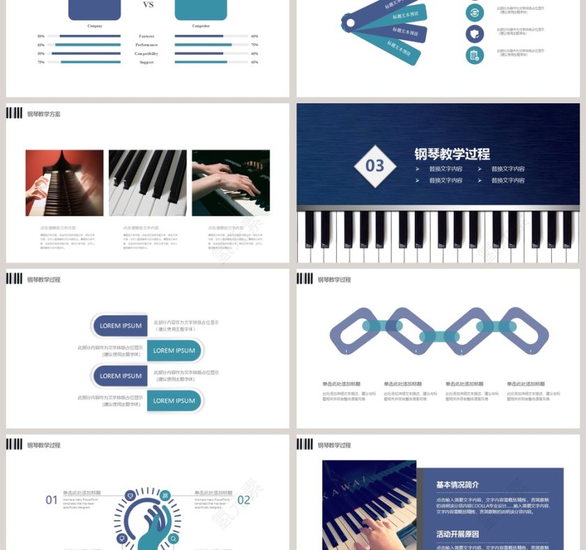 钢琴行业培训PPT模板音乐PPT第3张