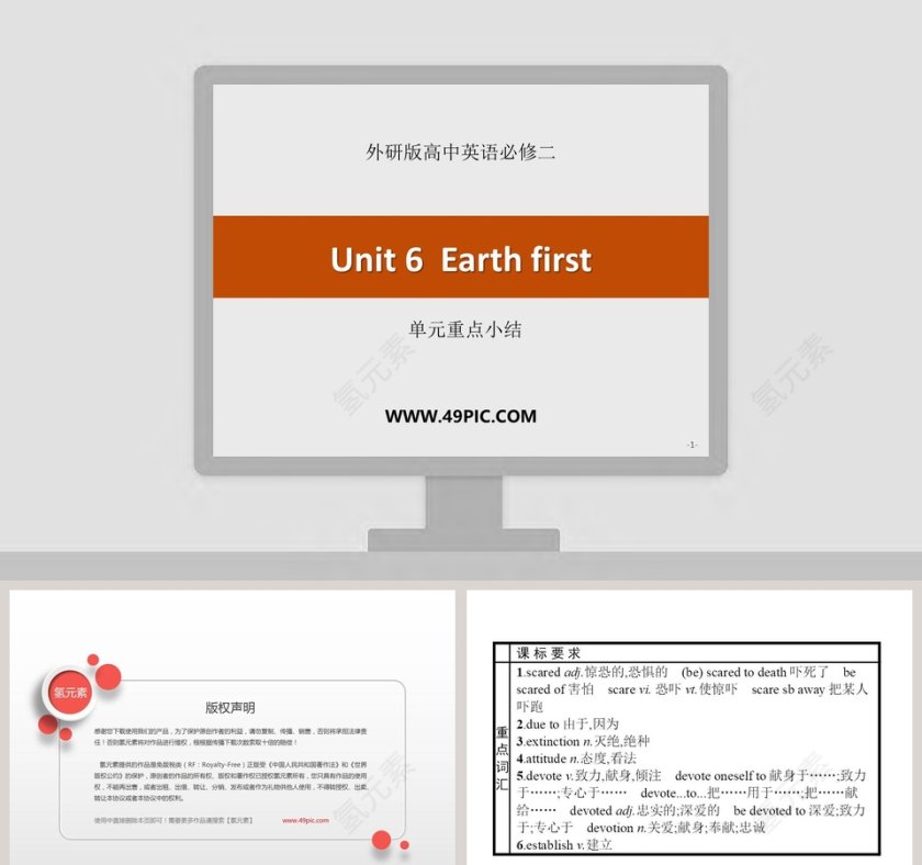 单元重点小结-Unit 6  Earth first教学ppt课件第1张