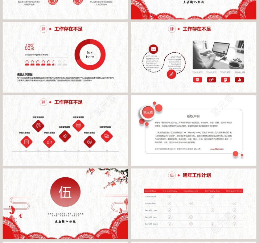 红色剪纸中国风工作汇报PPT第4张