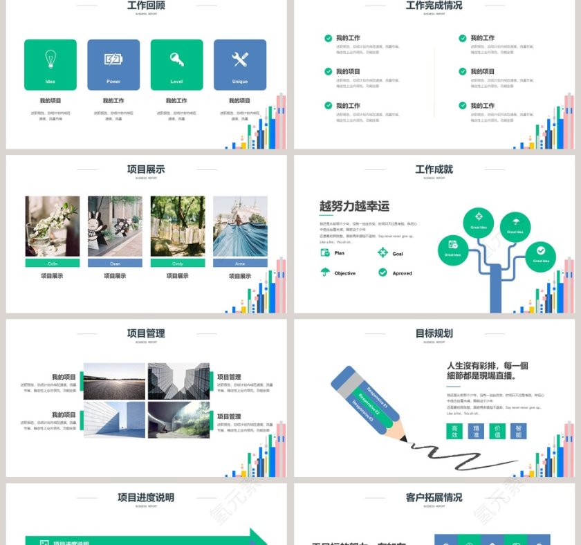 商务工作总结汇报计划PPT模板第2张