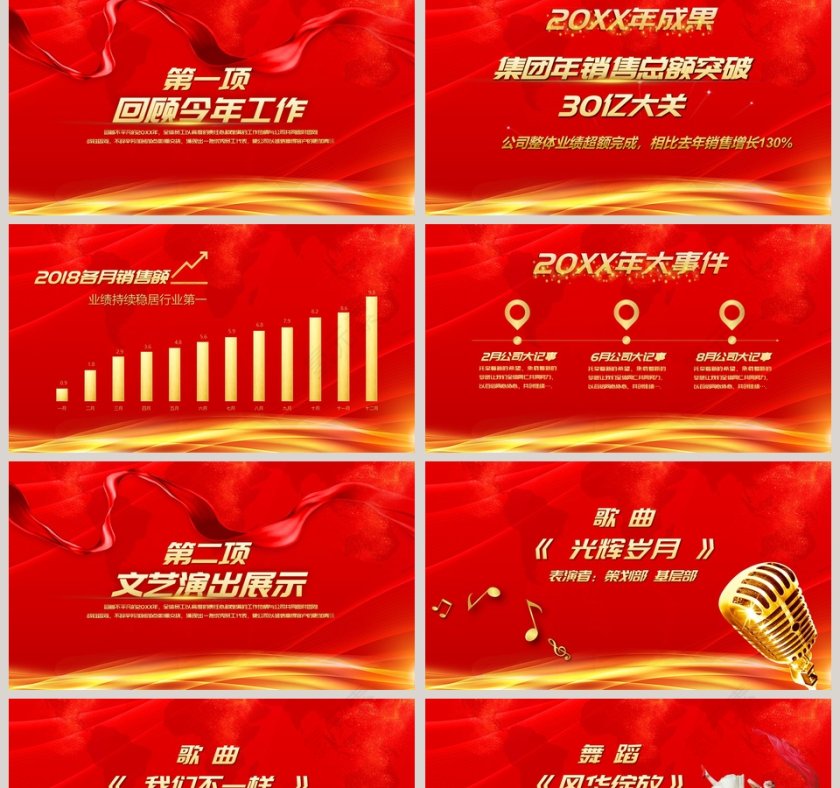 红色喜庆大气金猪迎春年会颁奖典礼PPT第2张