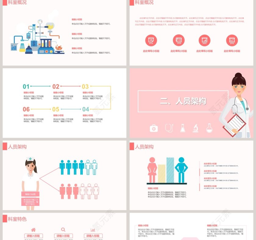 粉色简约大气科室介绍通用ppt模板第2张