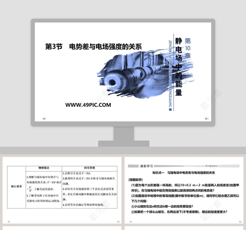 第3节电势差与电场强度的关系 - 教育培训行业PPT模板第1张