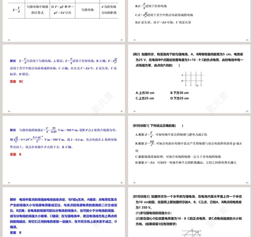 第3节电势差与电场强度的关系 - 教育培训行业PPT模板第3张