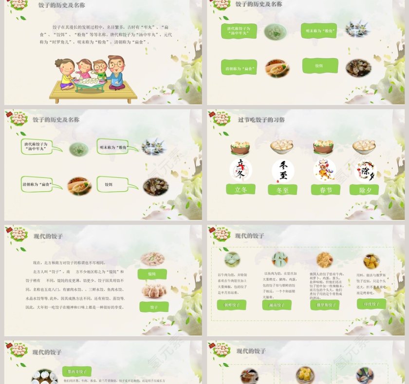中国传统美食饺子文化动态ppt模板第2张