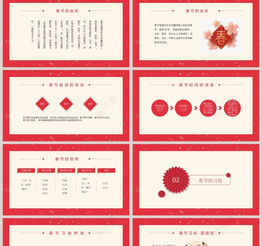 红色中国传统文化节日春节习俗PPT模板第2张