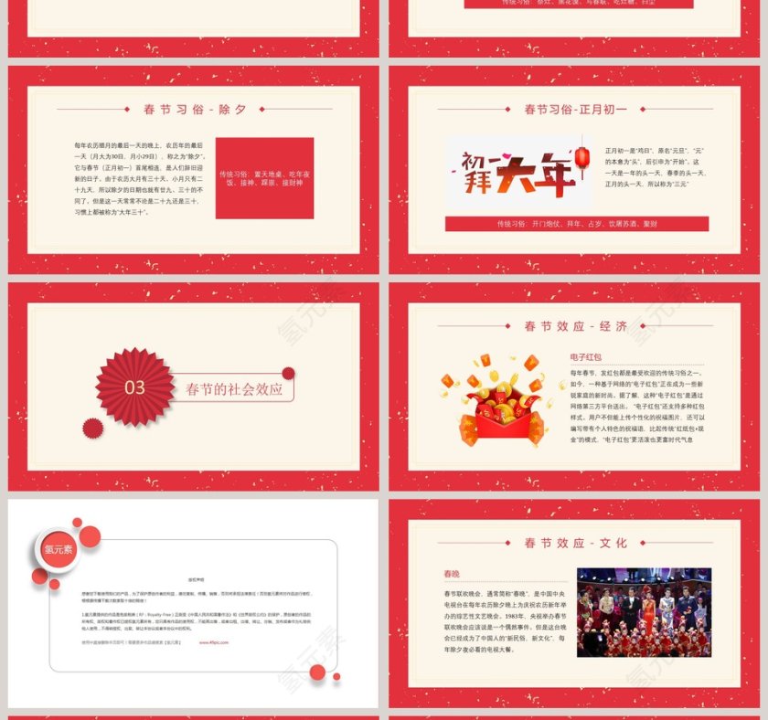 红色中国传统文化节日春节习俗PPT模板第4张
