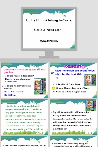 Unit 8 It must belong to Carla-Section  A  Period 2 3a4c教学ppt课件