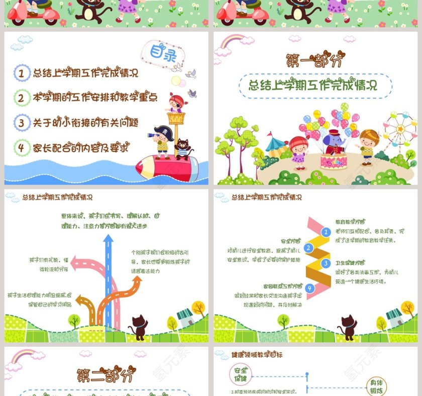 绿色简约卡通风格幼儿园家长会PPT第2张