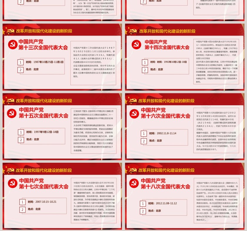 中国风中国共产党党史七一建军节PPT模板第7张