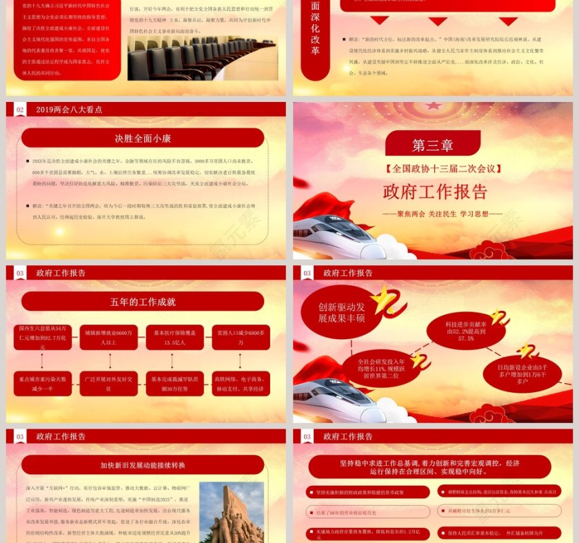 中国风聚焦全国两会政府工作报告PPT模板第3张