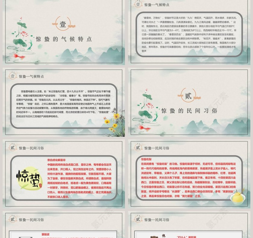中国风水墨惊蛰节气介绍ppt模板第2张