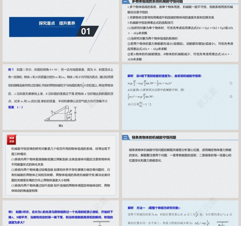 专题强化机械能守恒定律的应用PPT模板第2张