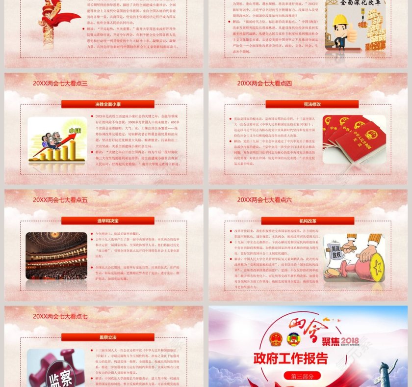 聚焦和解读全国两会PPT模板第3张