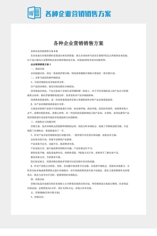 各种企业营销销售方案