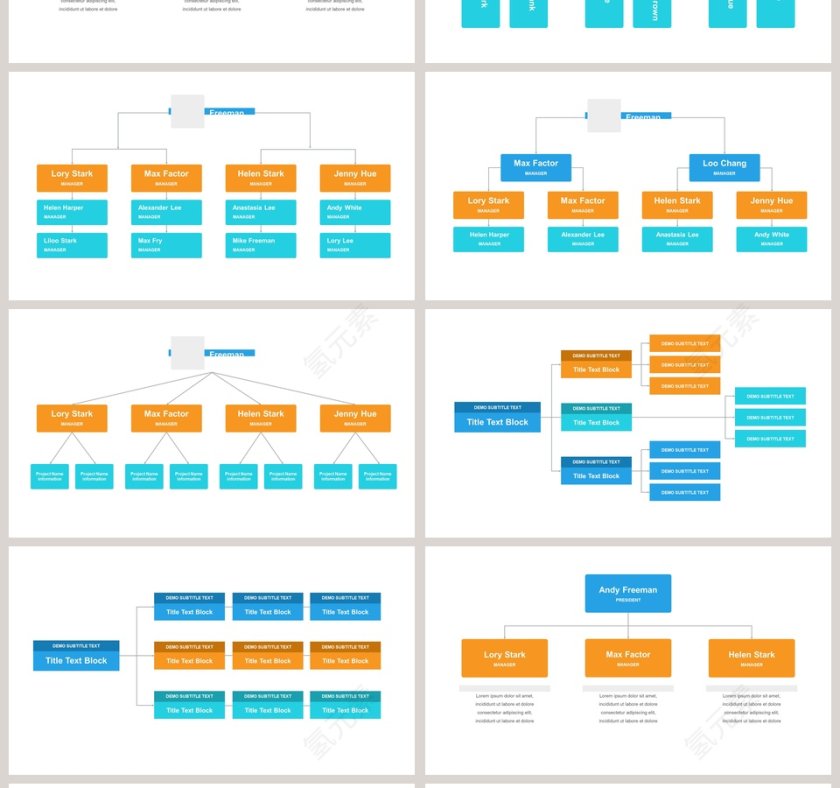 彩色简约公司组织架构图ppt第4张