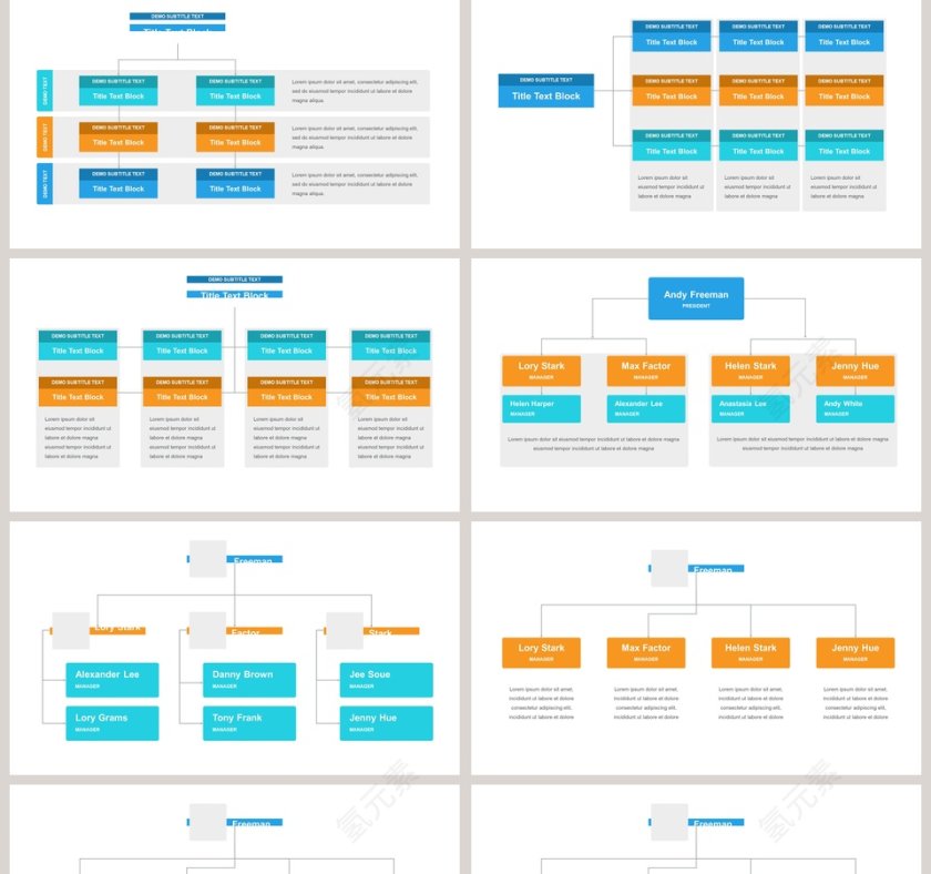彩色简约公司组织架构图ppt第5张
