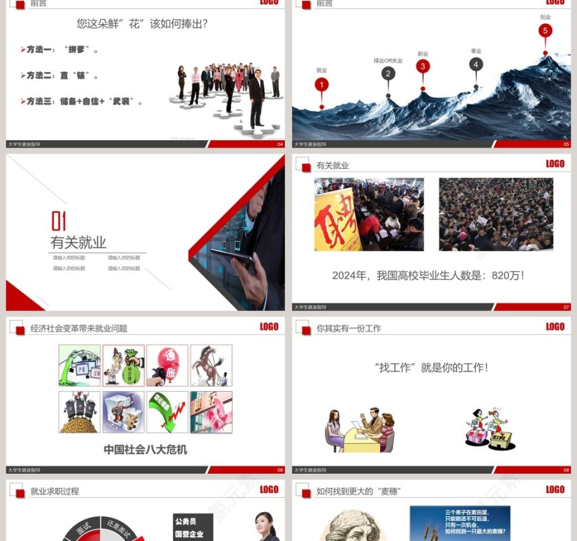 大学生就业指导PPT模板 第2张