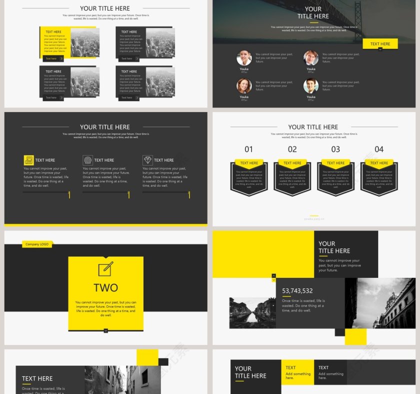 黑黄撞色欧美杂志风PPT模板第2张