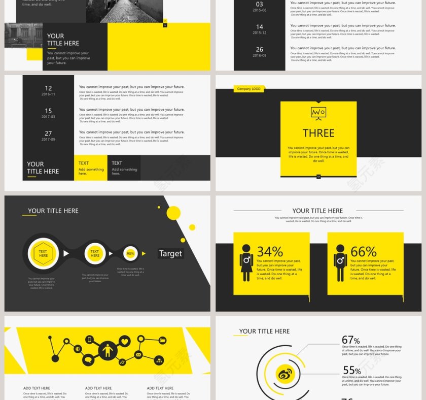 黑黄撞色欧美杂志风PPT模板第3张