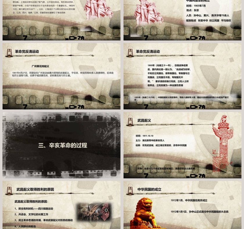 纪念辛亥革命108周年回忆学习PPT模板第3张