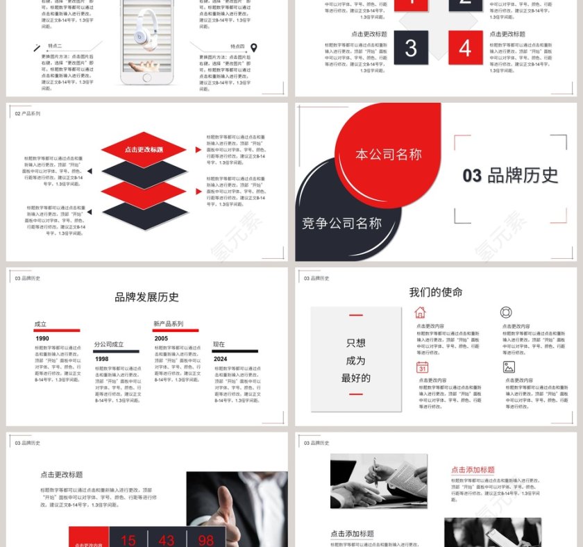 商务风格产品品牌对比PPT模板第3张