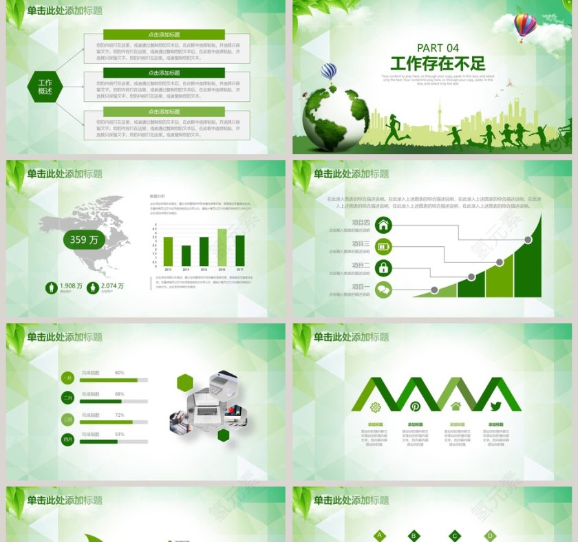 绿色环保清新工作PPT环保PPT模板第5张