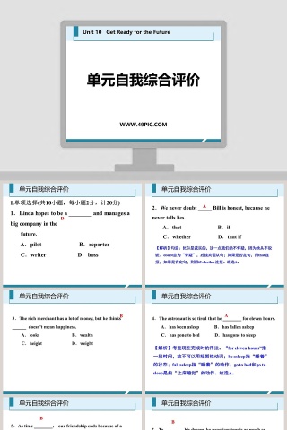 基于PPT模板的工作总结行业单元自我综合评价报告
