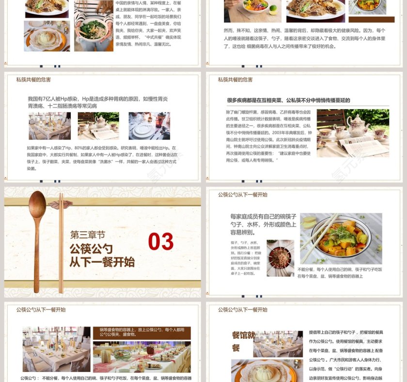 公筷公勺文明健康宣传策划PPT模板第3张