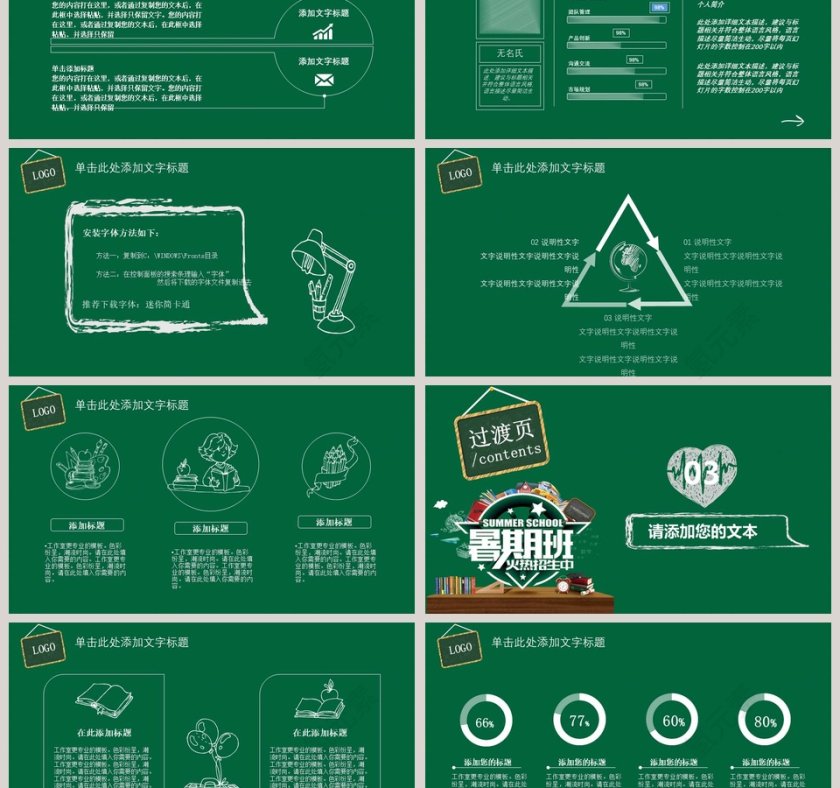 黑板报风格暑期班培训班招生PPT第3张