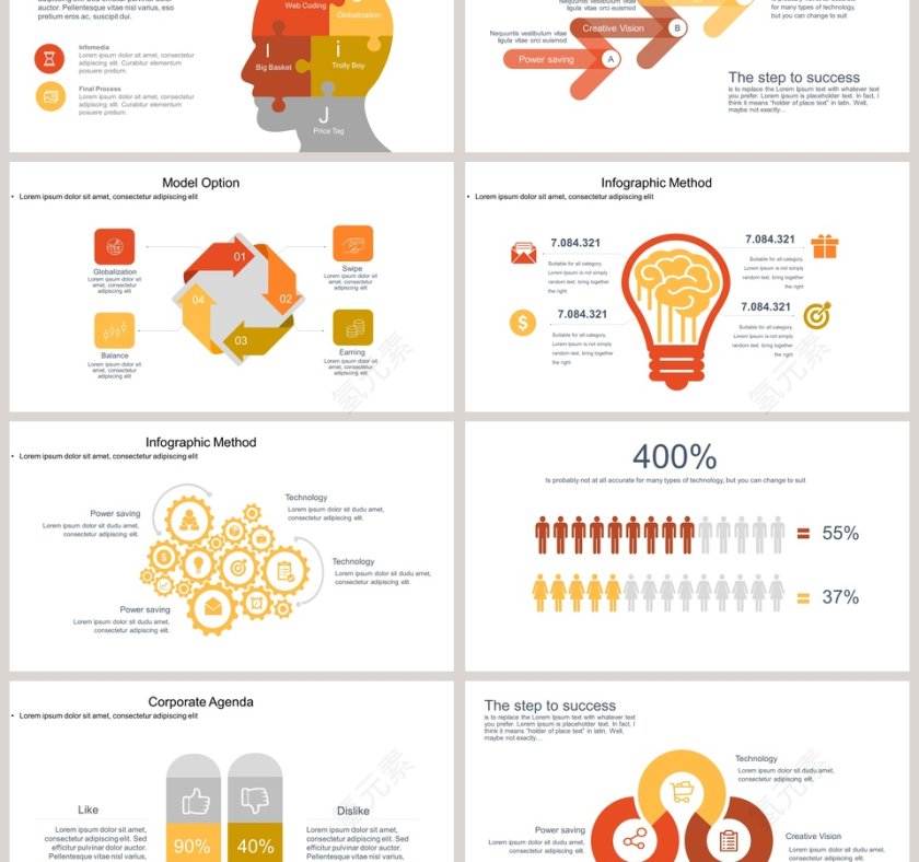 多彩商务可视化图表集PPT模板第3张