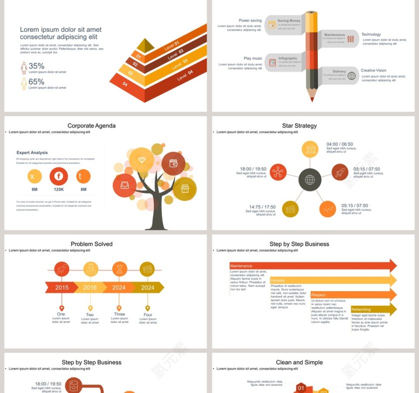 多彩商务可视化图表集PPT模板第5张