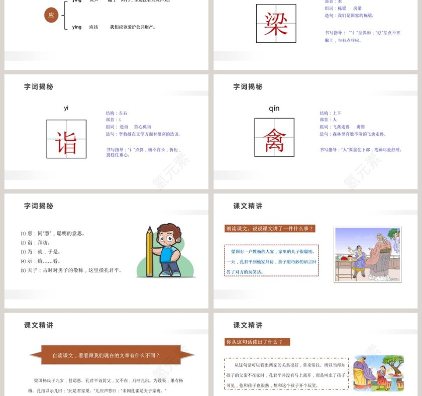 15杨氏之子五年级下册 人教版 PPT模板大全第3张