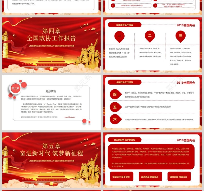 中国风聚焦全国两会工作报告解读PPT模板第4张