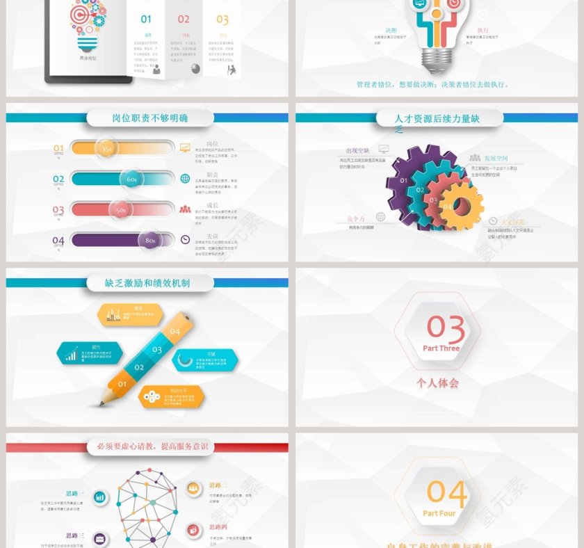 清新立体简洁部门经理转正述职报告ppt模板干部转正PPT第3张