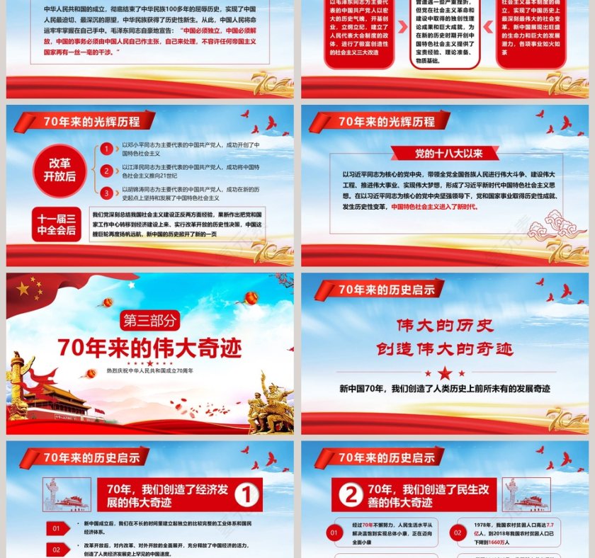 荣耀70载庆祝中国成立70周年ppt第3张