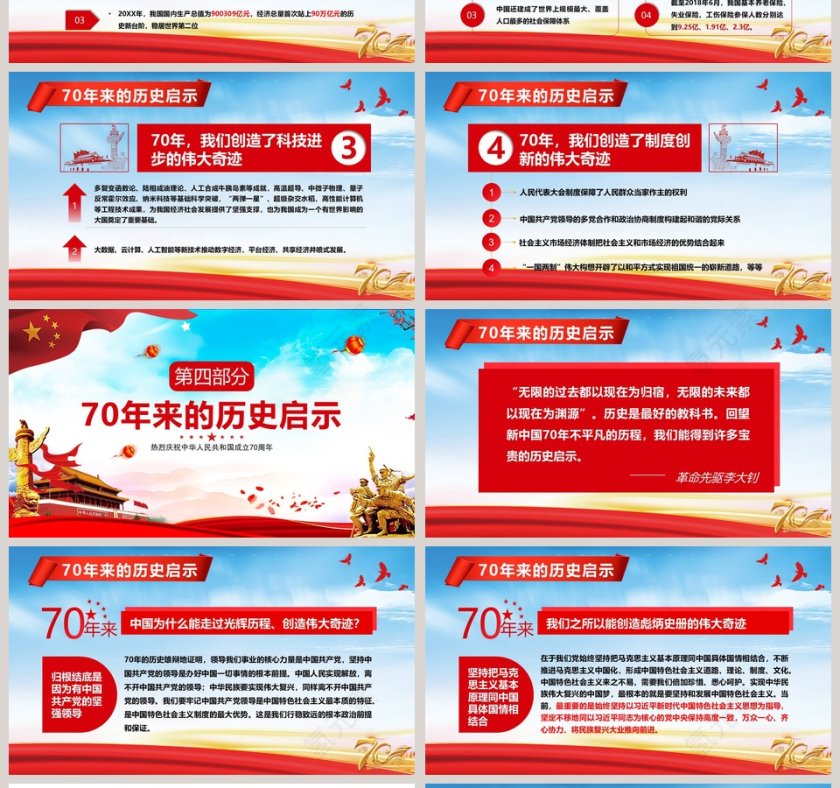 荣耀70载庆祝中国成立70周年ppt第4张